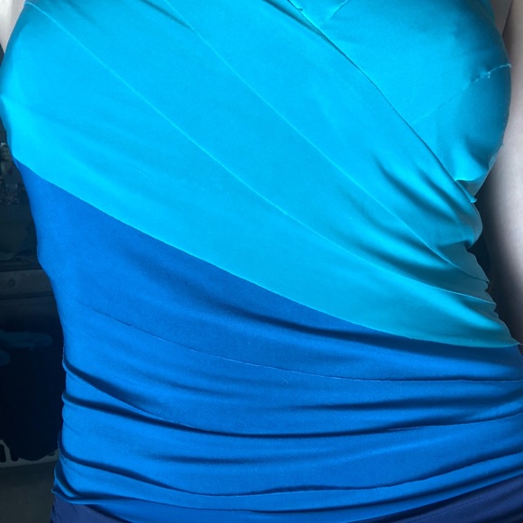 Jodi Kristopher blue/black ruched mini dress. S - Picture 2 of 5